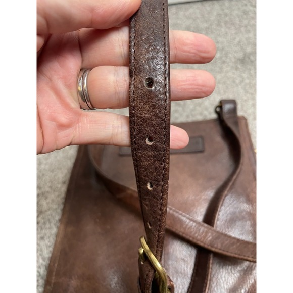 Fossil Purse Small Square Brown Leather Structured Crossbody Fold Over Classic - Picture 12 of 16